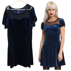 Hot Topic Velvet Swiss Dot Yoke Dress Whimsigoth Punk Plus Size